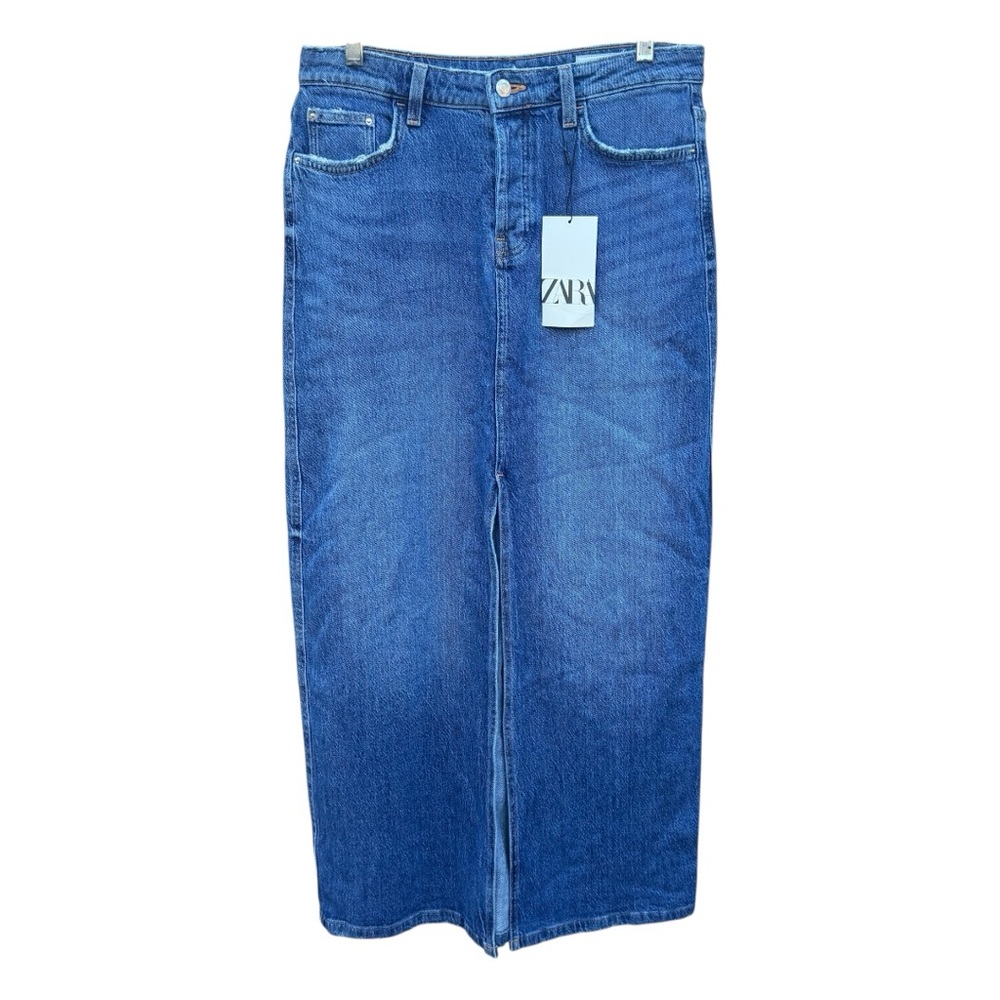 90s Inspired Y2K Denim Midi Skirt Size M Effortless Chic Straight Silhouette